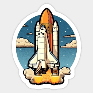 a spaceship with  rockets Sticker